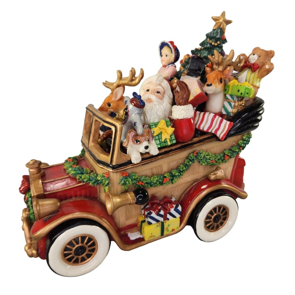 Fitz and Floyd Santa Classic Car Musical Figurine Christmas Toys READ Video